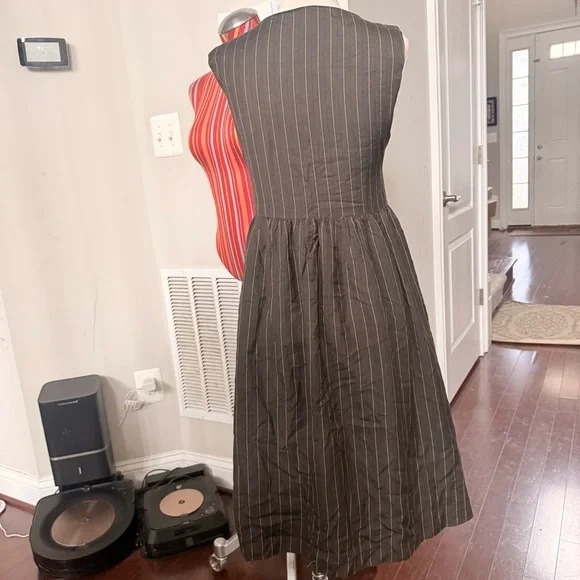 Vintage Japanese Tailored Pinstriped Pinafore Dress Sz S - Picture 5 of 11